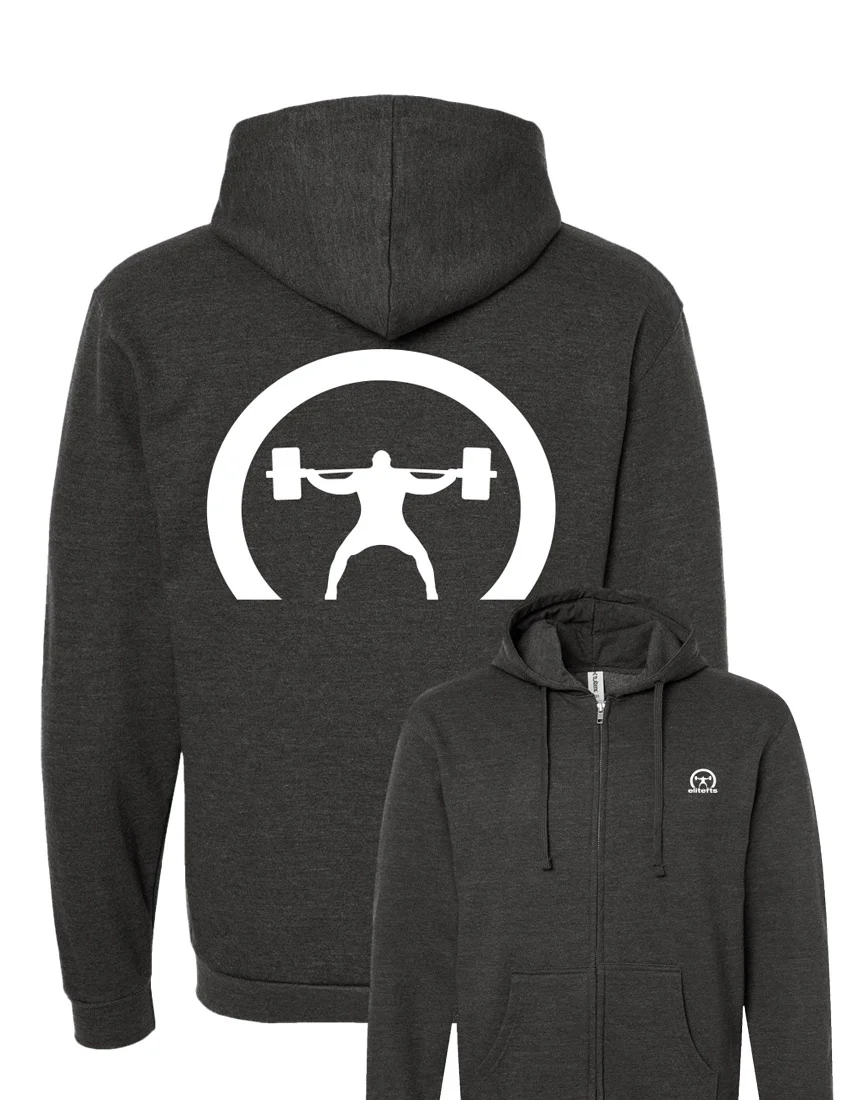 elitefts Crescent Only White Full Zip Hoodie - Image 2