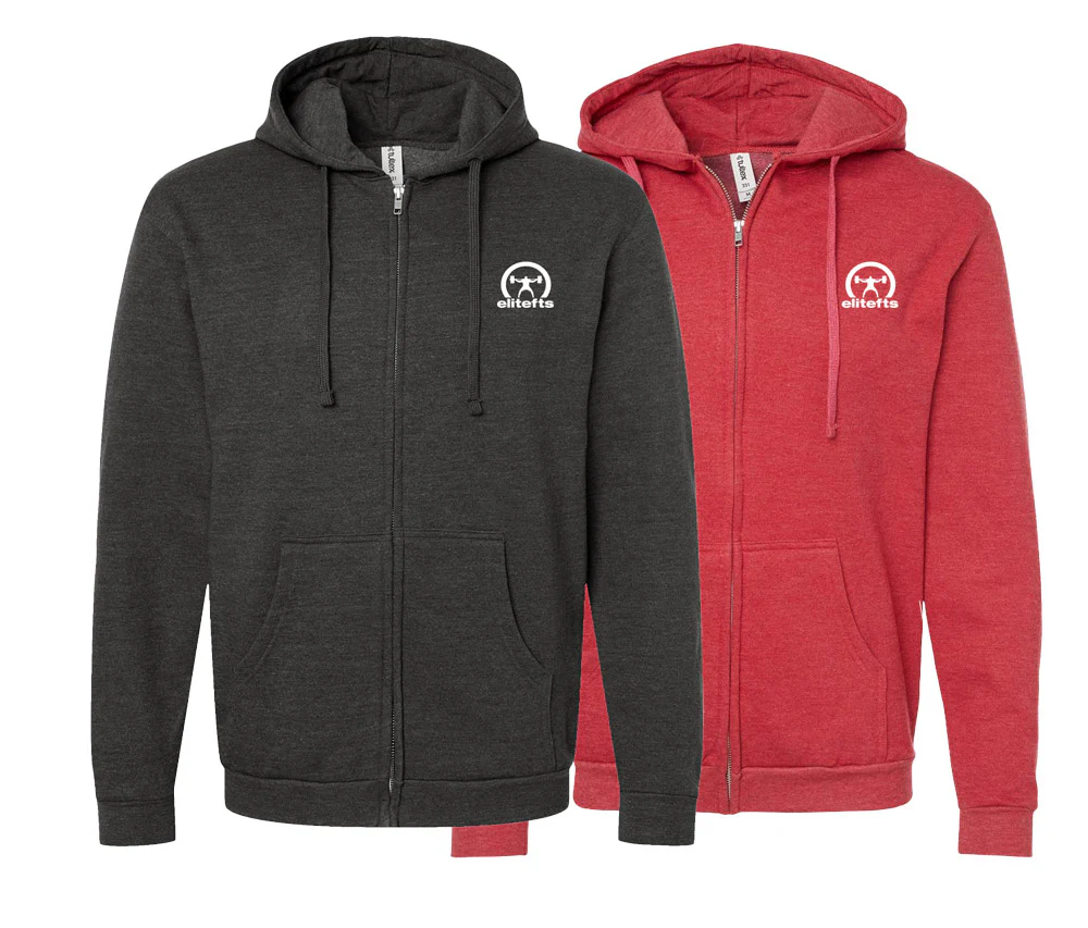 elitefts Crescent White 3x3 Full Zip Hoodie