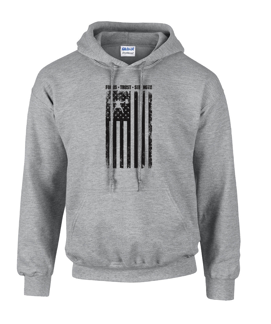 elitefts Focus Trust Strength Flag Black Hoodie