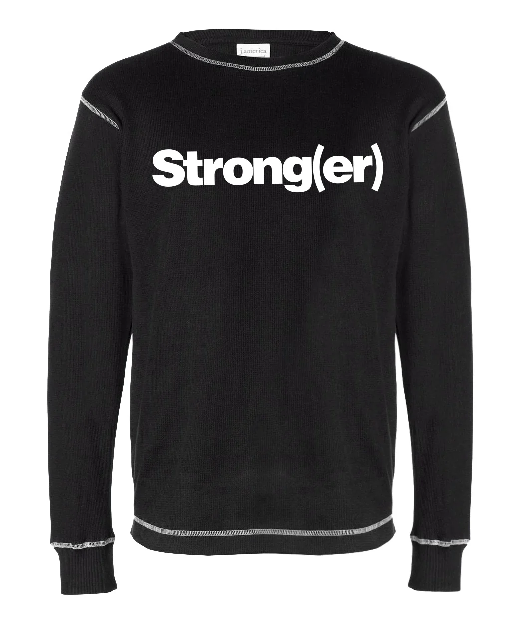 elitefts Strong(er) White Thermal Long Sleeve Shirt - Image 2
