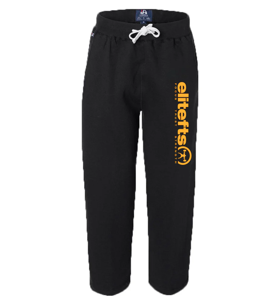 elitefts Tagline Gold Open Bottom Sweatpants