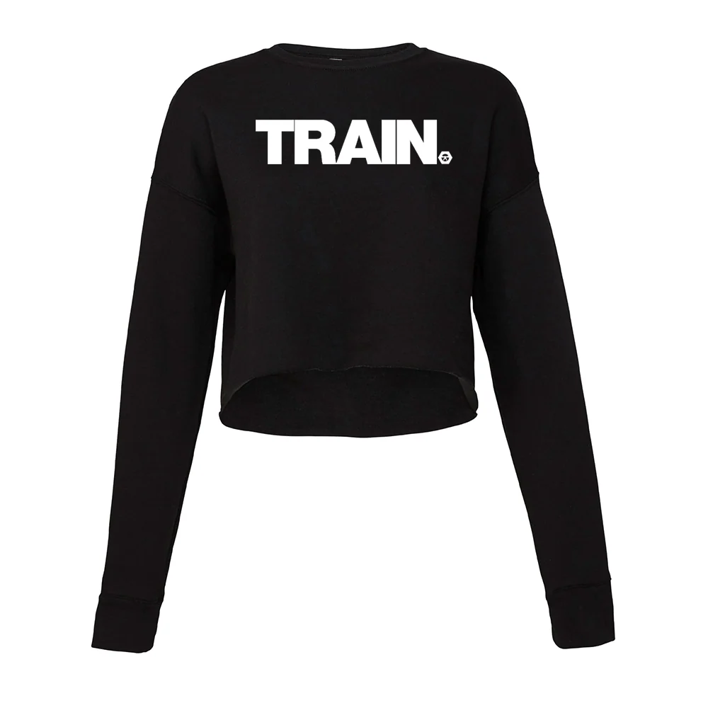 elitefts White Train Women's Cropped Crew Fleece - Image 2