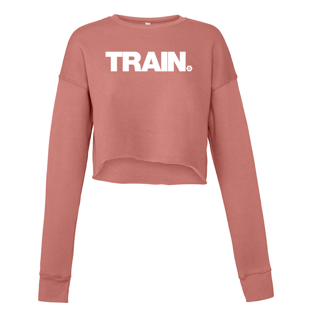 elitefts White Train Women's Cropped Crew Fleece - Image 4