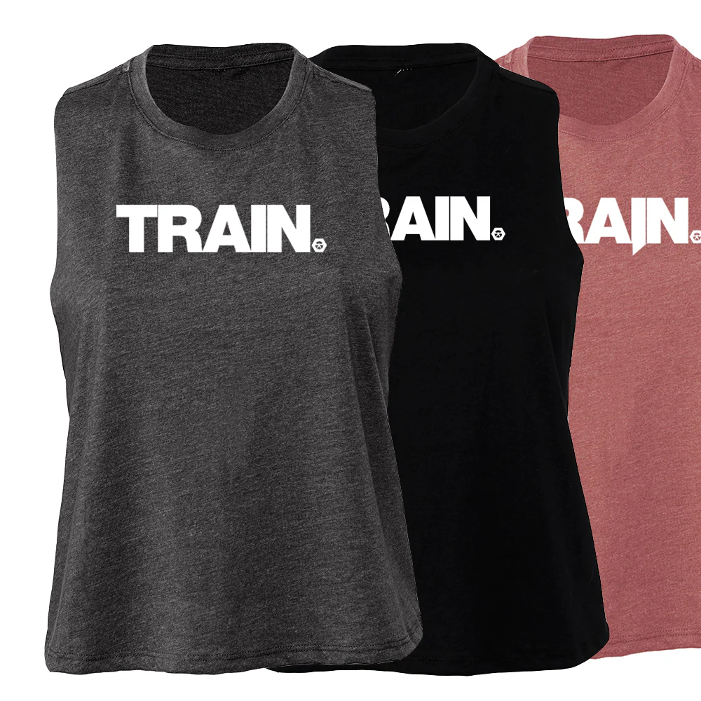 elitefts White Train Women's Racerback Cropped Tank