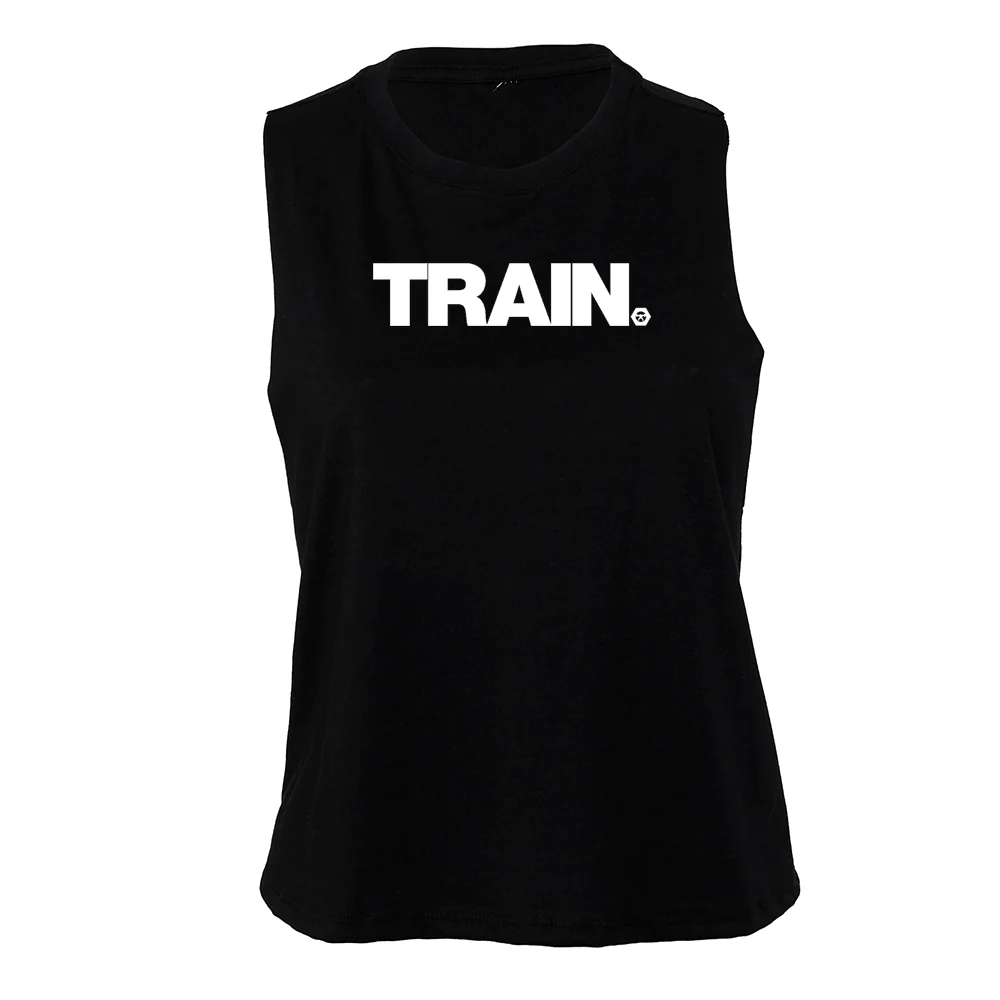 elitefts White Train Women's Racerback Cropped Tank - Image 2