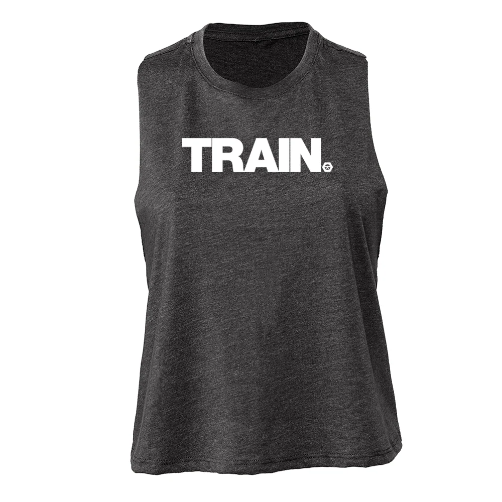 elitefts White Train Women's Racerback Cropped Tank - Image 3