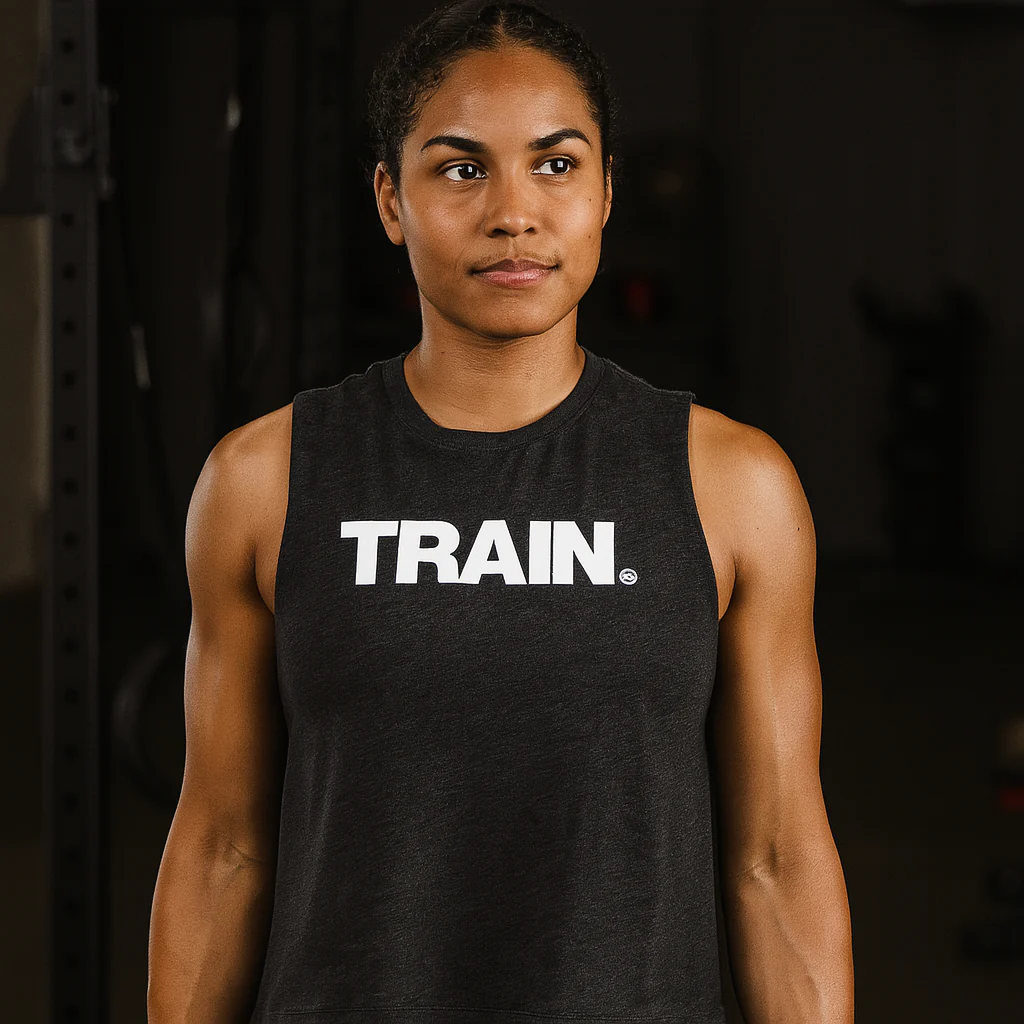 elitefts White Train Women's Racerback Cropped Tank - Image 6