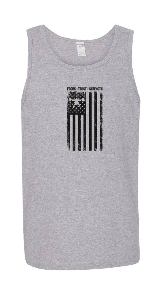 elitefts Focus Trust Strength Flag Black Tank Top - Image 3