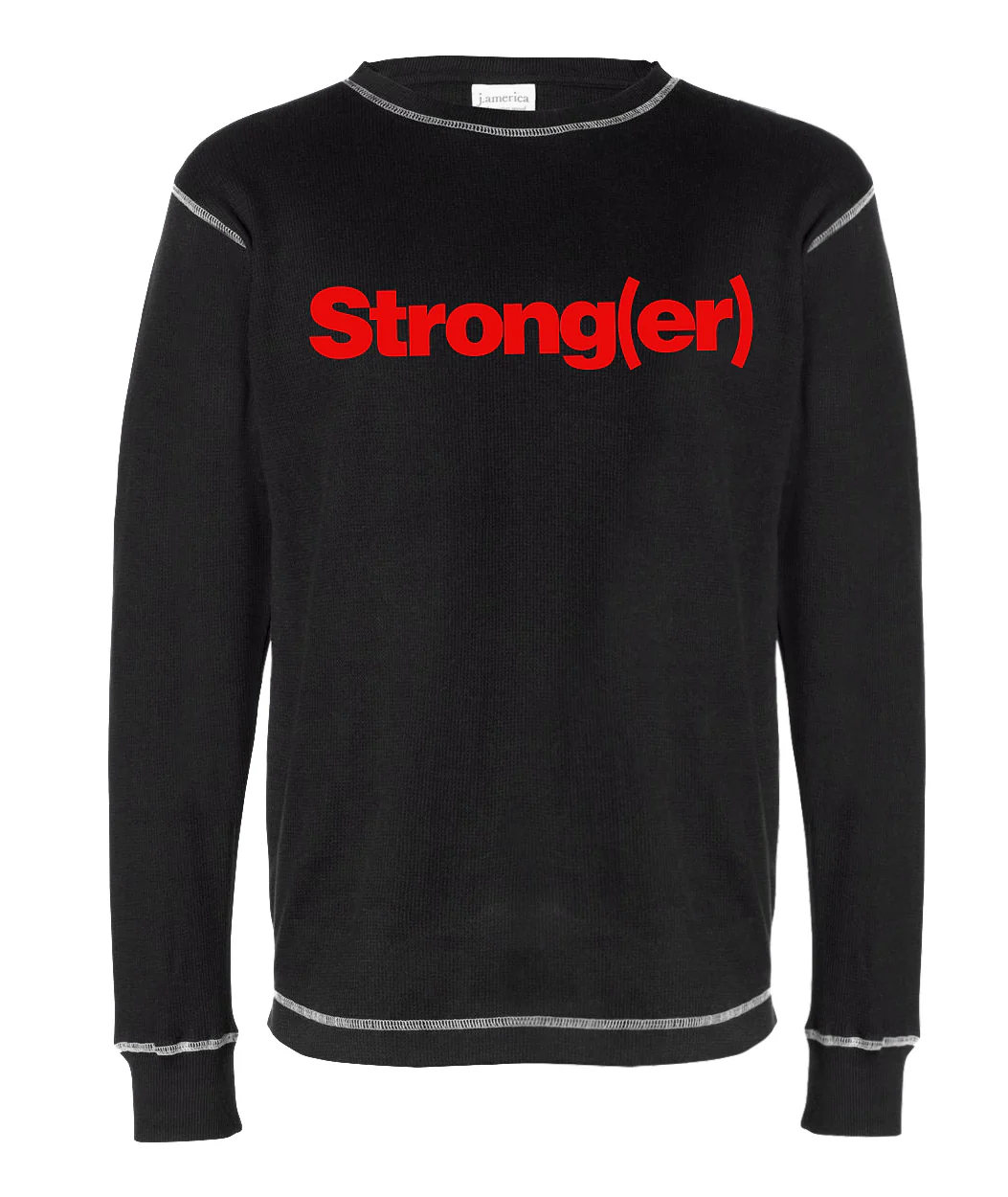 elitefts Strong(er) Red Thermal Long Sleeve Shirt - Image 2